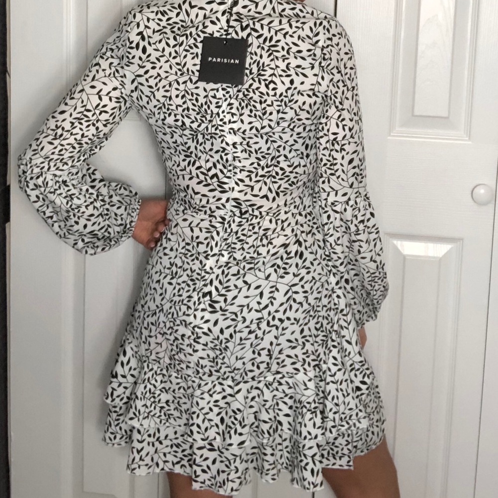 🆕 leaf print puff sleeve mini dress - Picture 3 of 5